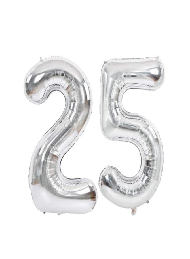 LUDALY Gold 32 inches Number Foil Balloons for New Year, Anniversary, Birthday Party Decorations Balloon (Silver, Number 25) - Image 1